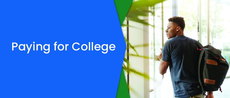 Paying for College - College student walking into a college building 
